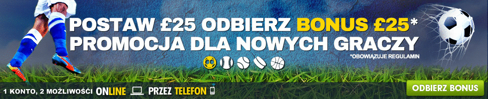 Odbierz Bonus Powitalny 25 EUR / 25 GBP na start w zakładach sportowych. Bonus powitalny na zakłady bukmacherskie